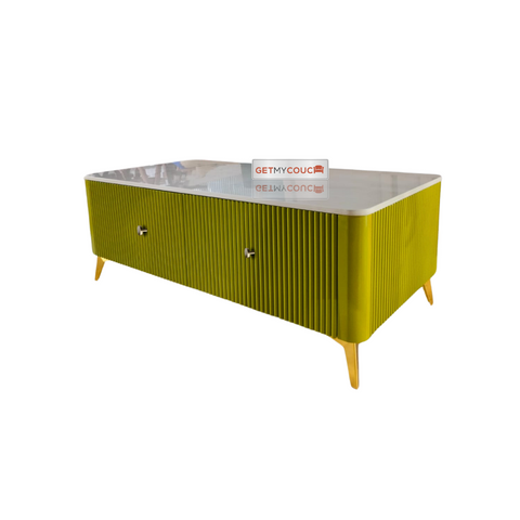 Steven Storage Coffee Table with Marble Top in Green Color