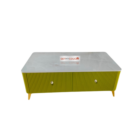 Steven Storage Coffee Table with Marble Top in Green Color