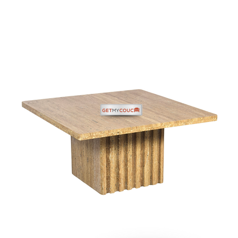 Jene Square Coffee Table in Travertine Marble