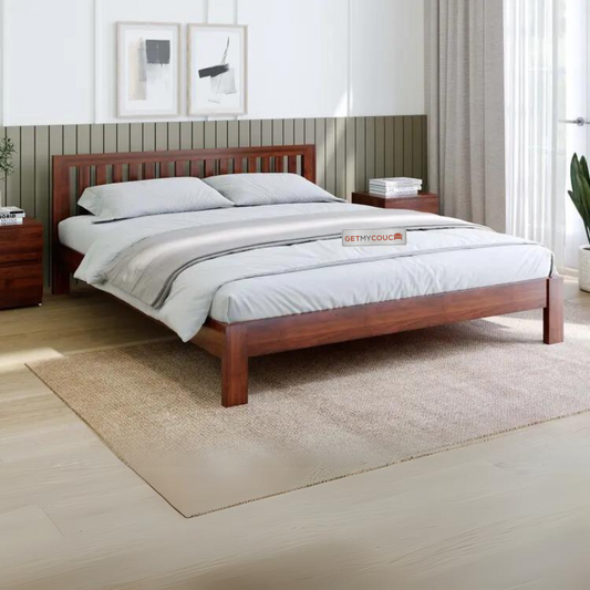 Arya Sheesham Wood Bed In Teak Finish