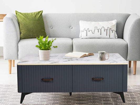 Steven Storage Coffee Table in Marble Top