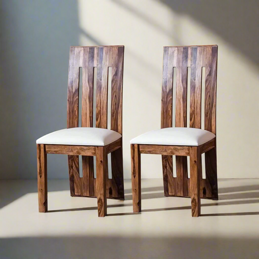 Delmonte Sheesham High Back Chairs In Teak Finish