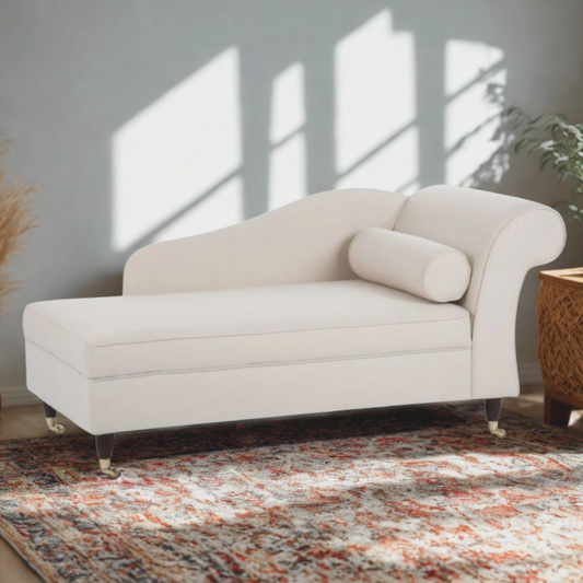 Evion Chaise Lounger In Suede Fabric