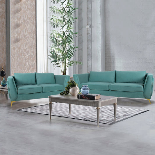 Dinzo Sofa In Sea Green Velvet Fabric (Without Frame)