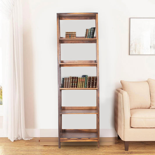 Ladder Bookshelf Display Unit In Sheesham Wood