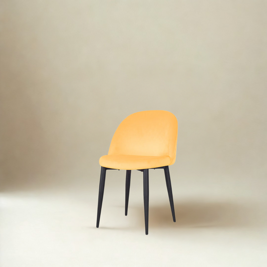 Noel Accent Chair In Premium Velvet Yellow Fabric