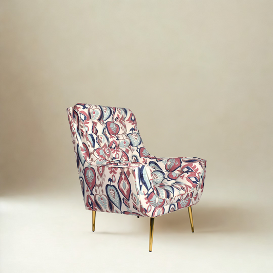 Valencia Tufted Wing Chair in Printed Fabric