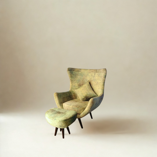 Carol Lounge Chair in Premium Suede With Ottoman