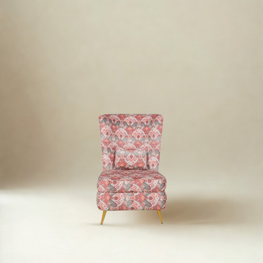 Greta Lounge Chair In Premium Suede Floral Fabric