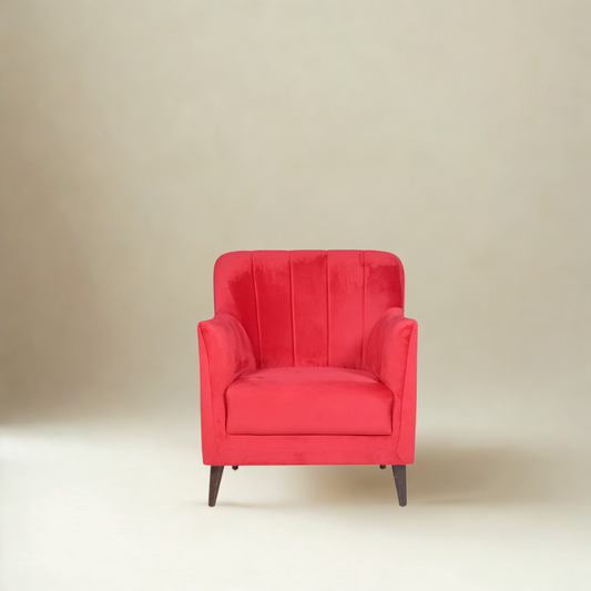 Lucas Single Seater Sofa In Red Velvet Fabric