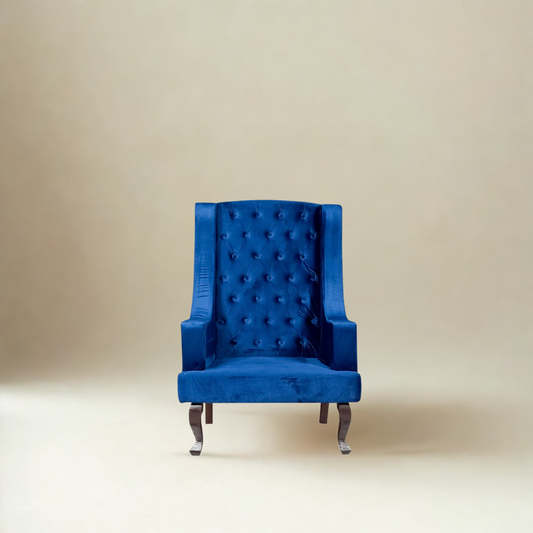 Janet Chesterfield High Back Wing Chair In Velvet Fabric