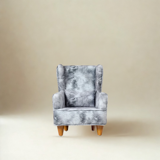 Genoa mini Wing Chair In Premium Suede Grey Fabric