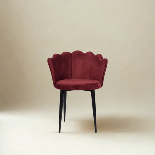 Thrace Accent Chair in Premium Velvet Maroon Fabric