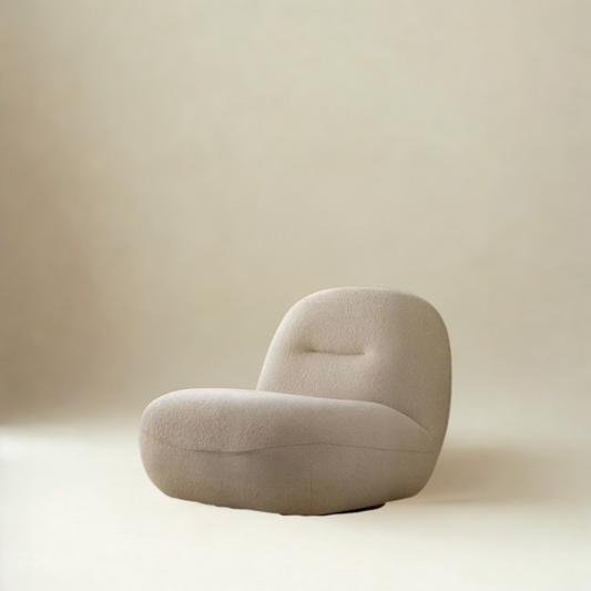 Italia Swivel Louneg Chair in Boucle Fabric