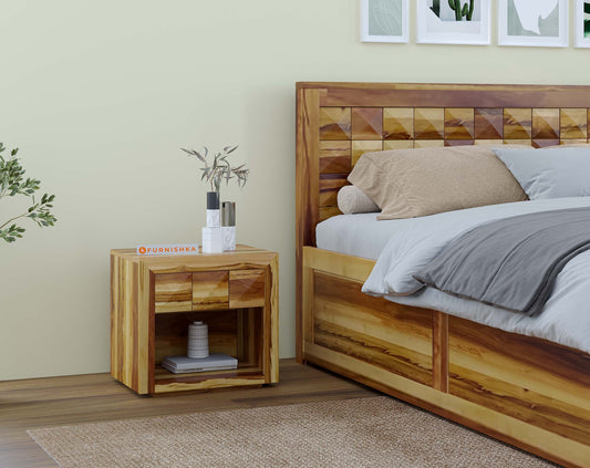 Nova Diamond Bedside Table in Pure UP Teak Wood