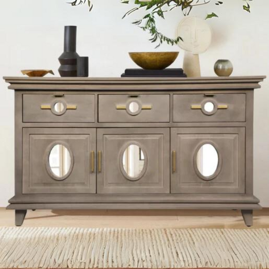 Pinnock Sideboard Cum Chest of Drawers in Grey Textured Finish