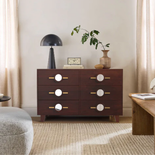 Pinnock Sideboard Cum Chest of Drawers in Layered Brown Finish