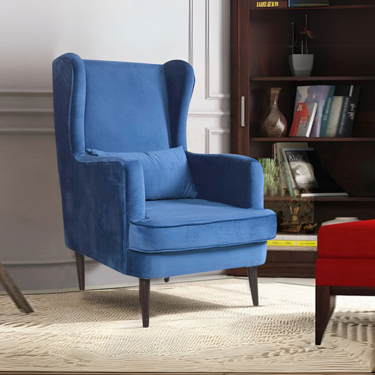 Genoa Wing Chair in Velvet Fabric