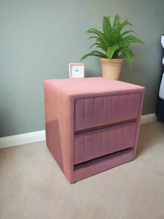 Styles Bedside Table in Upholstered Fabric with 2 Drawers
