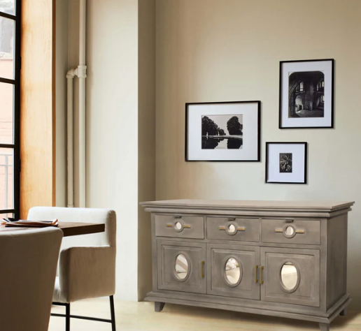 Pinnock Sideboard Cum Chest of Drawers in Grey Textured Finish
