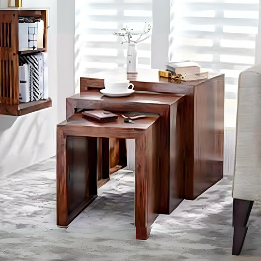 Hamilton Nested Stools In Teak Finish