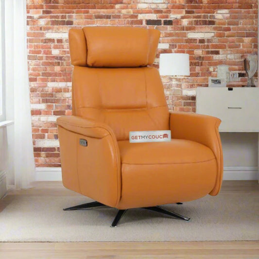 Shinara Leather Motorized Recliner Chair with Battery