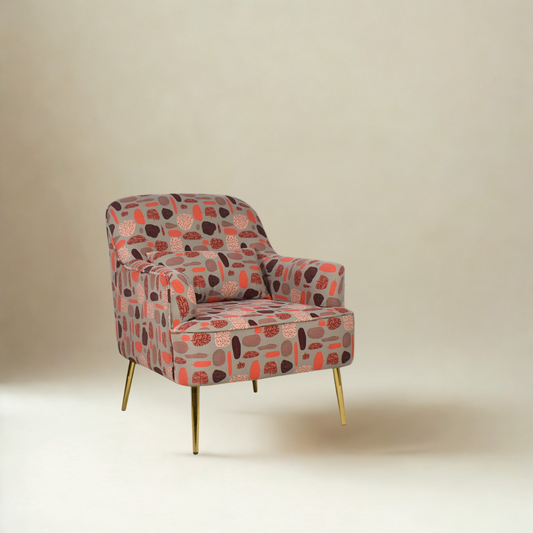 Neville Lounge Chair In Printed Suede Fabric