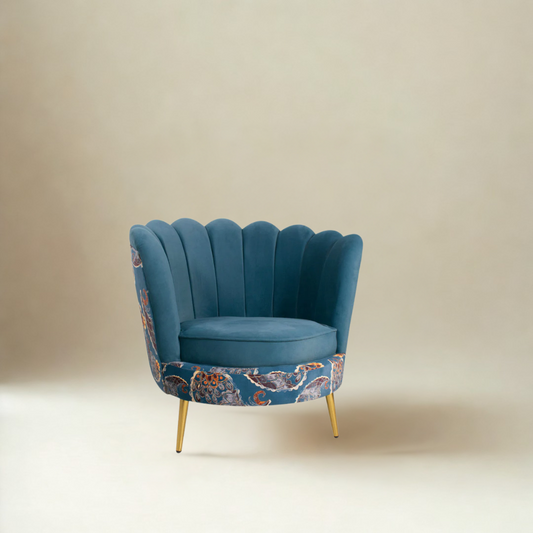 Velma Lounge Chair In Dual Tone Velvet Fabric