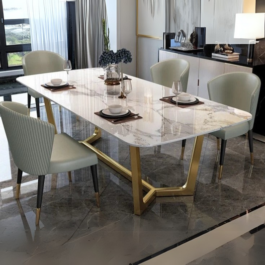 Vegas Satwario Four Seater Marble Top Dining Table with SS Base
