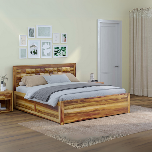 Nova Hydraulic Diamond Bed in Pure UP Teak
