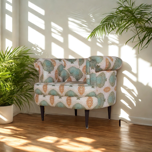 Bardot Lounge Chair In Floral Premium Suede