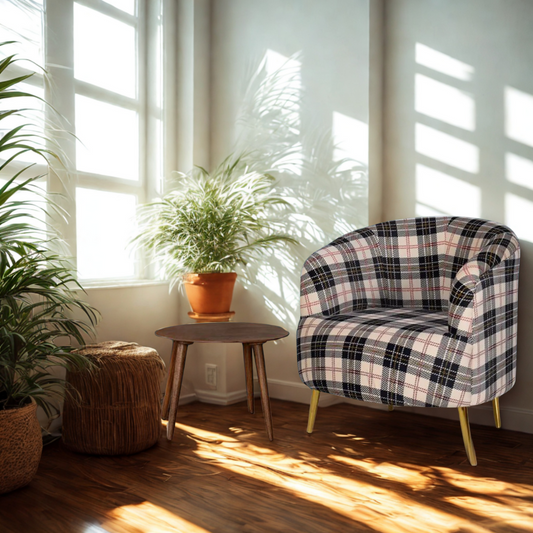 Guelfo Lounge Chair In Abstract Suede Fabric