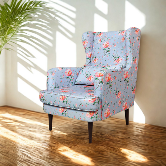 Genoa Wing Chair in Floral Cotton fabric
