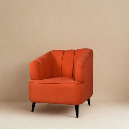 Nelio Lounge Chair in Burnt Orange Color In Jute Fabric