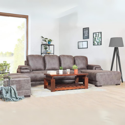 Rosario L Shape Sectional Sofa With Pouffe
