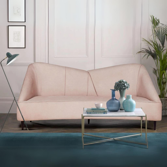 Aztech 3 Seater Sofa Set In Beige Velvet Fabric