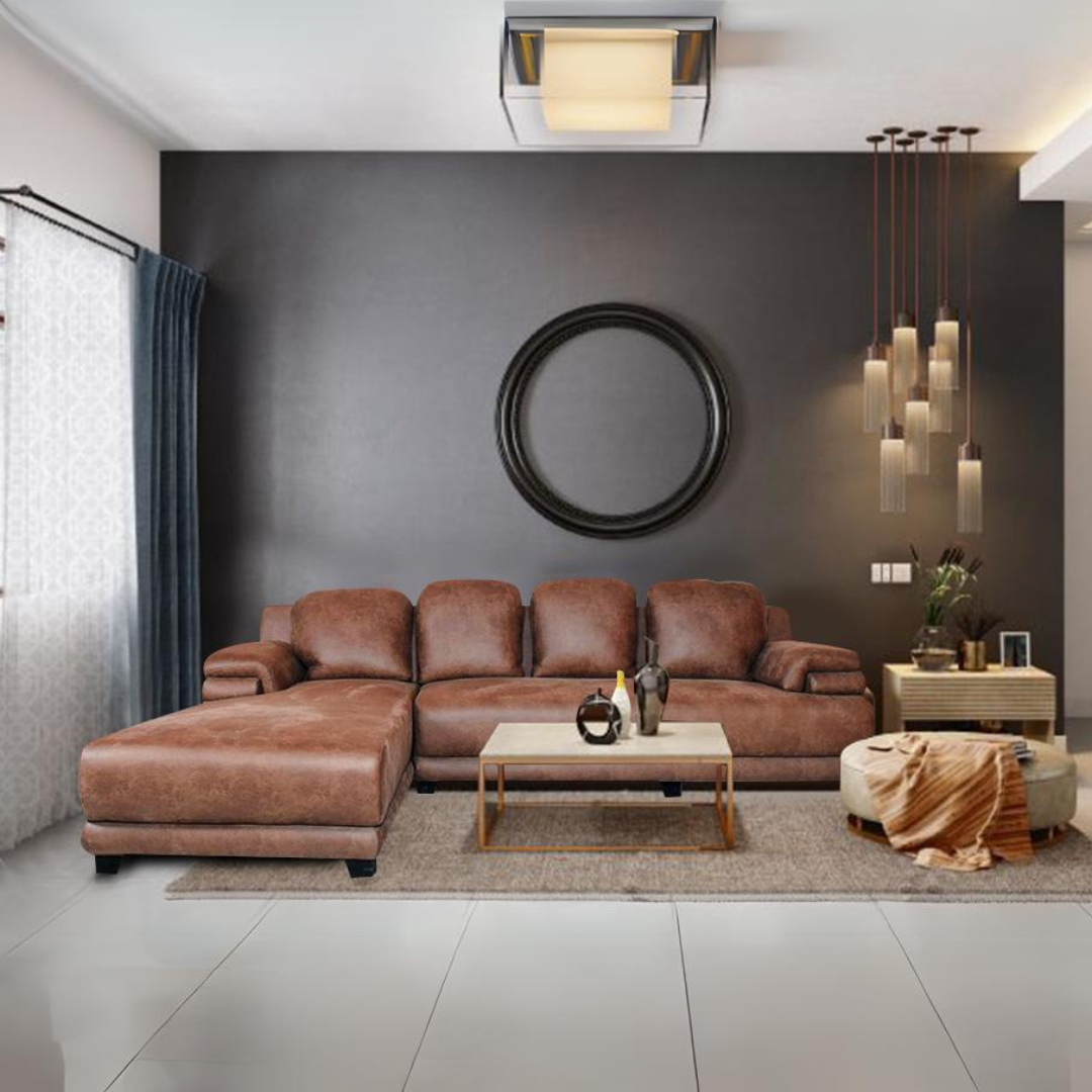 Buy Rosario Sectional Sofa In Suede Fabric GetMyCouch