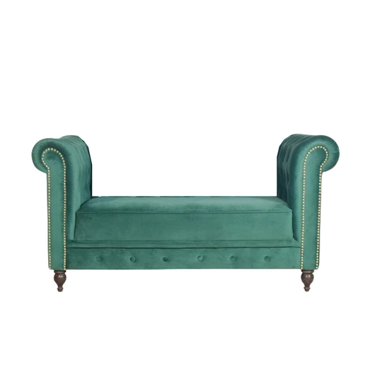 Berlin Bench In Green Velvet Fabric