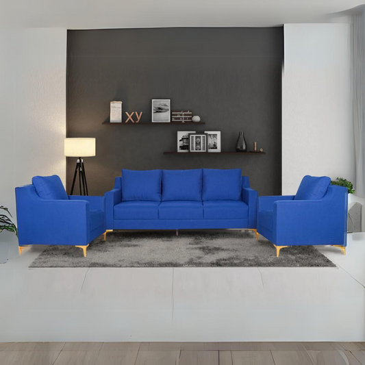 Donny Sofa 3+1+1 In Blue Fabric