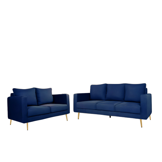 Bagato Sofa in Velvet Fabric With Golden Legs