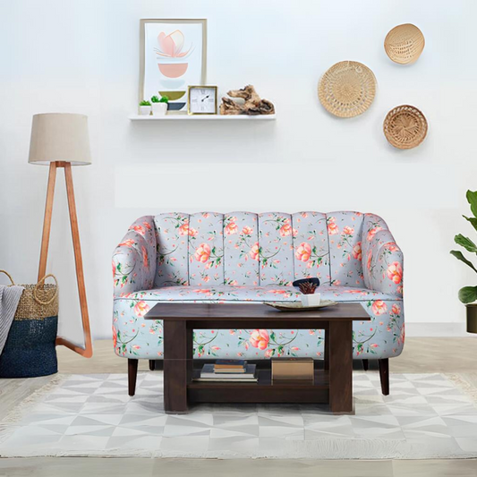 Nelio Two Seater Sofa In Floral Cotton Fabric