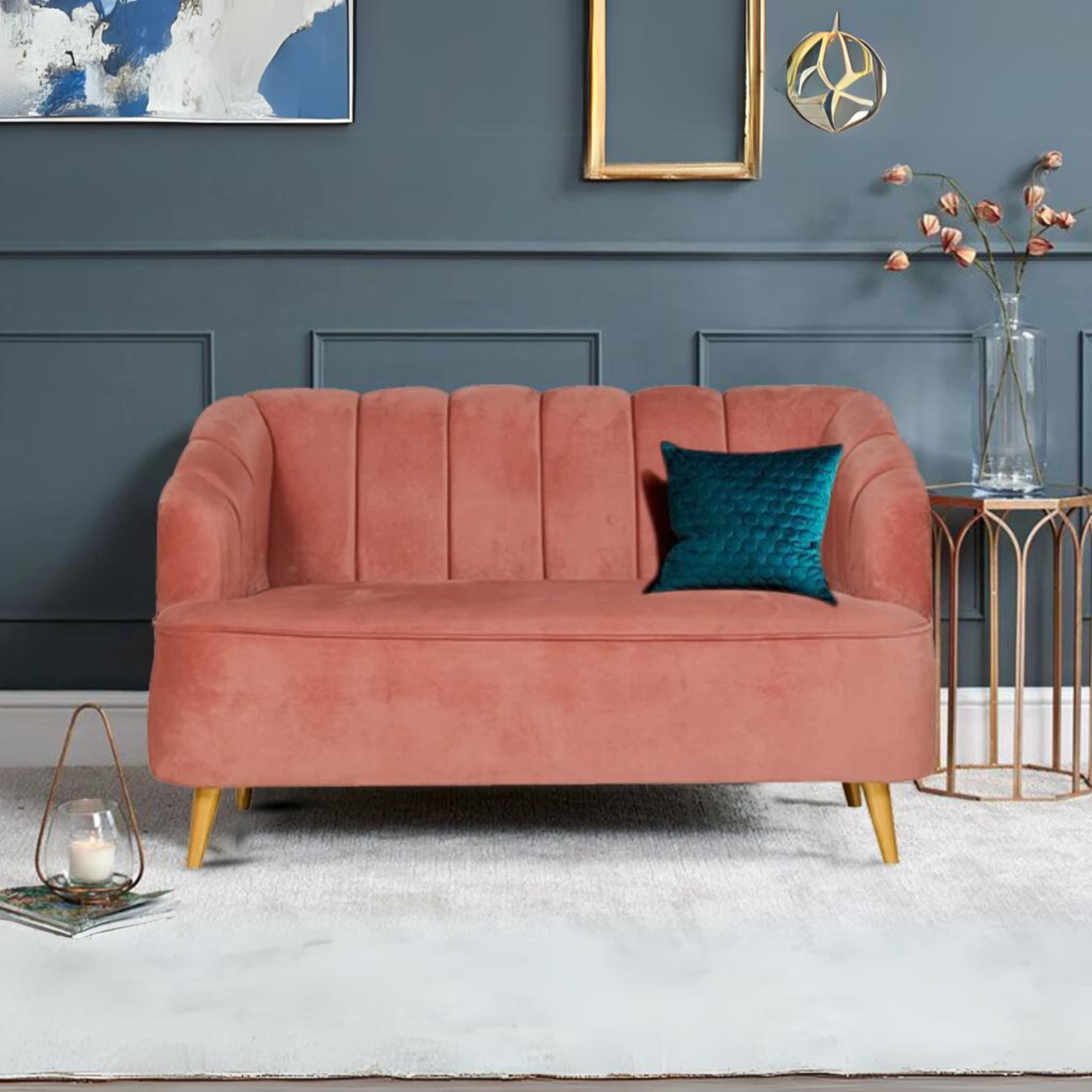 Salmon color deals sofa