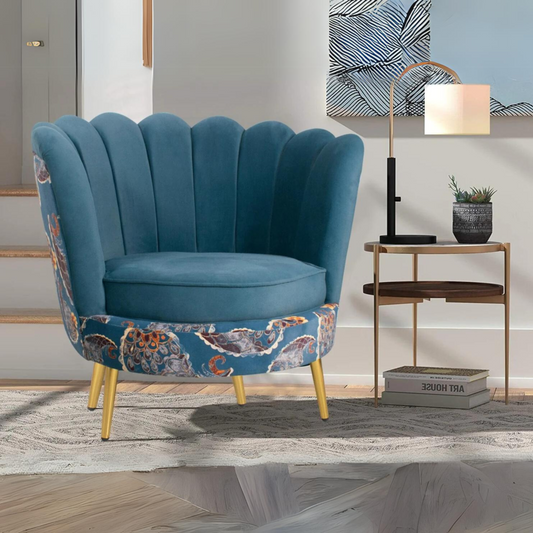 Velma Lounge Chair In Dual Tone Velvet Fabric