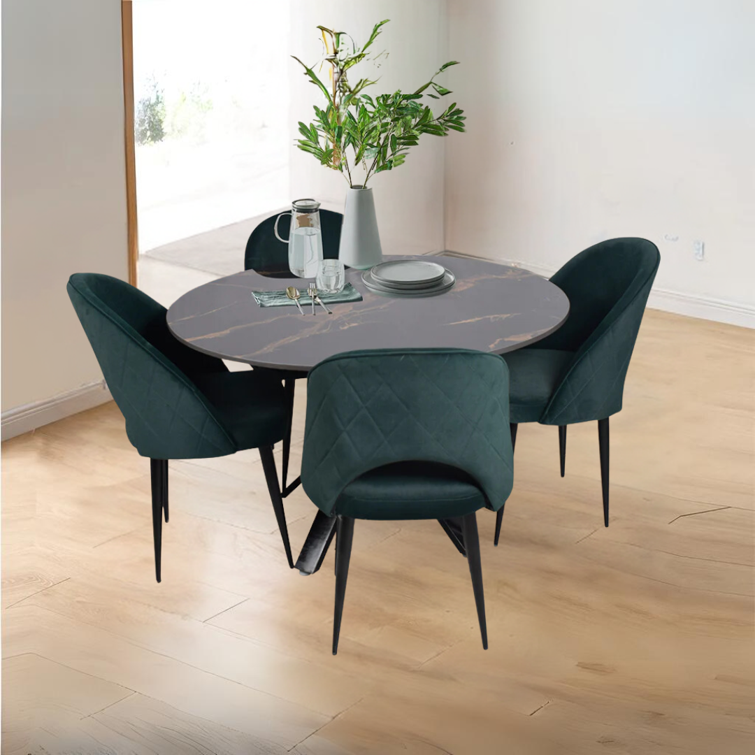 Buy Enzo Round Marble Dining With Leo Chairs GetMyCouch