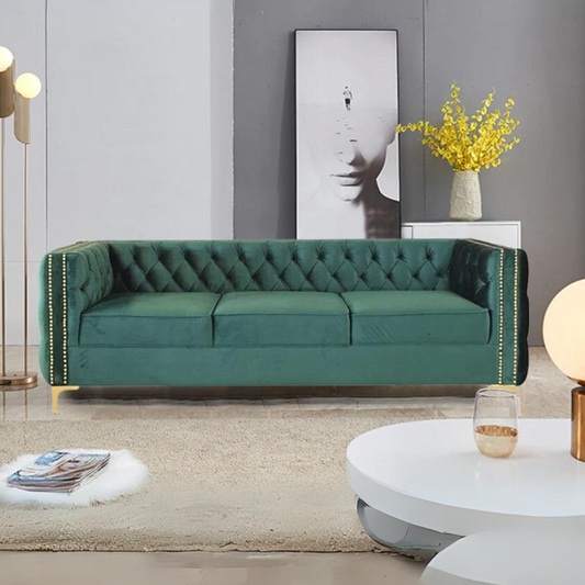 Noah Sofa In Green Premium Velvet Fabric