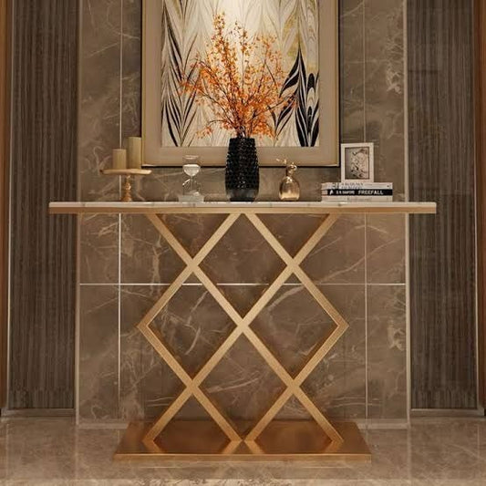 Cross Console In MS TPR Coating Beige Marble Top