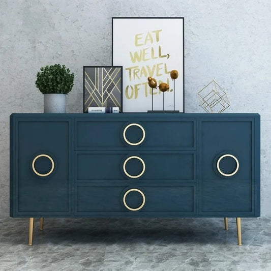 Render Sideboard Cum Chest of Drawers in Blue Textured Finish