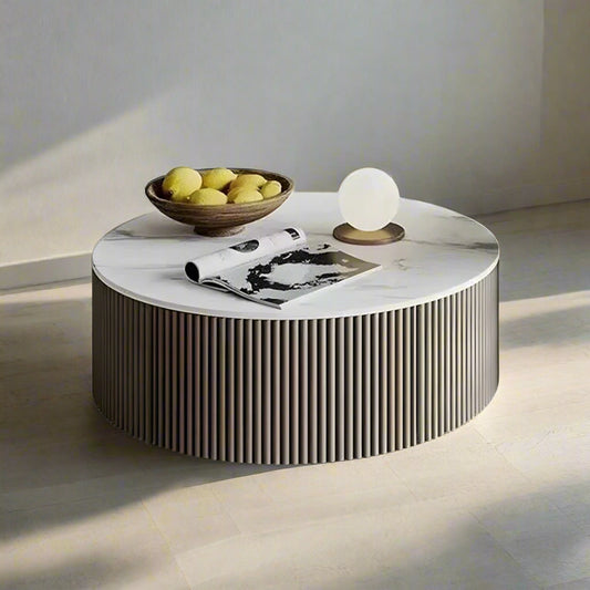 Fluted Coffee Table in Marble top