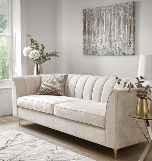 William 3 Seater Sofa In Green Velvet Fabric