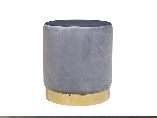 Vera Ottoman In Grey in Velvet Fabric